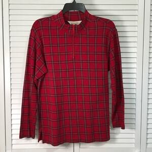 Bechamel Red Plaid High Neck Long Sleeve Mens Shirt S